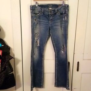 Womens Buckle Silver Tab distressed jeans size W32/L31